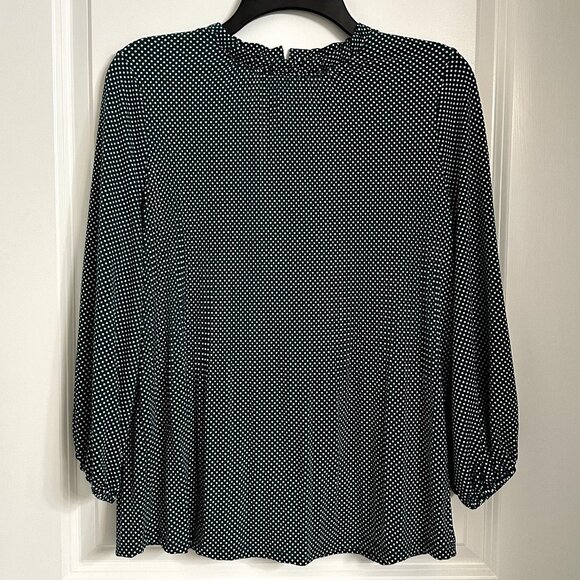 NWOT Adrianna Papell Three Quarter Sleeve Teal Polka Dot Blouse Size S - Picture 1 of 6